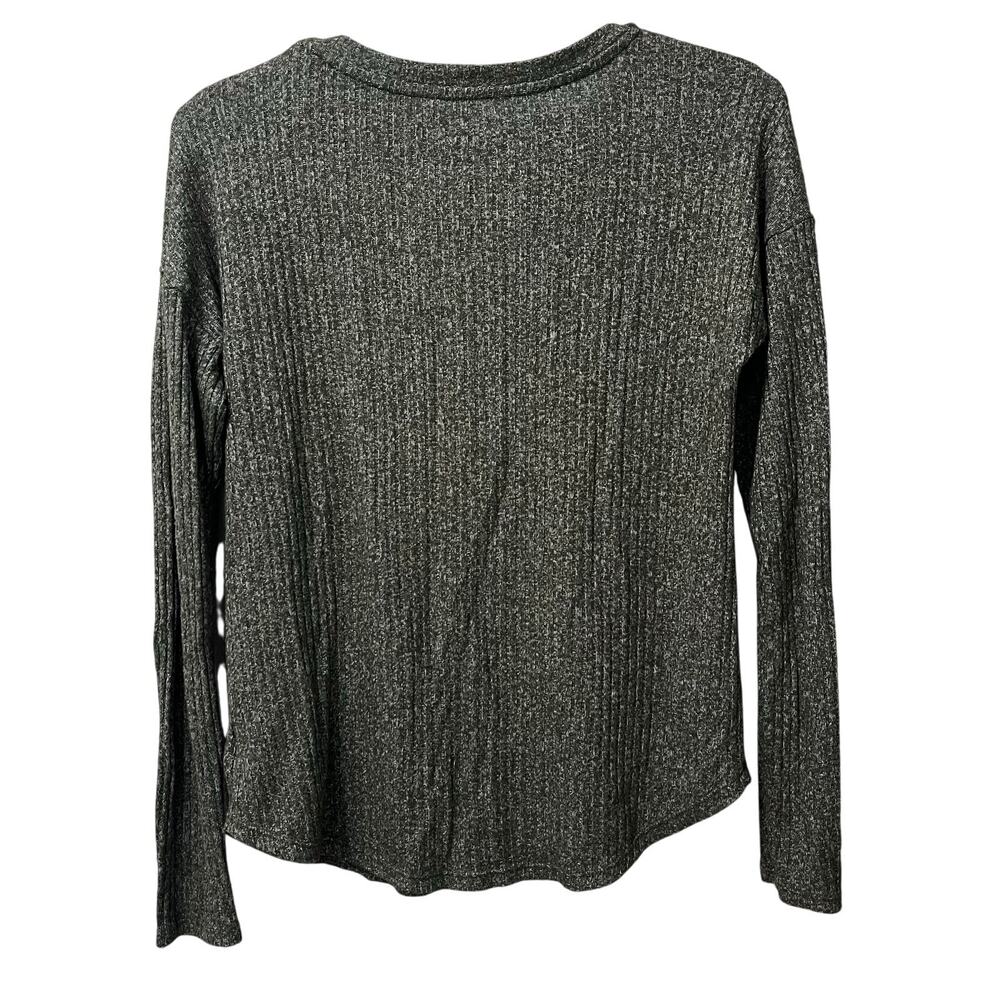 American Eagle Soft & Sexy Ribbed Long Sleeve V-Neck Top Green Small - Picture 3 of 7